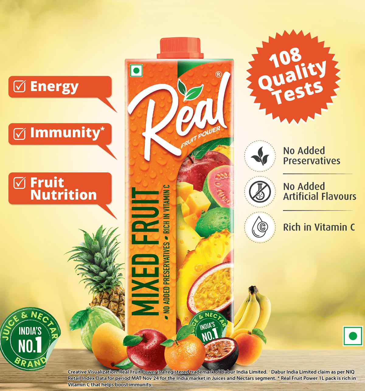 Dabur Real Fruit Power Mixed Fruit Juice - 1L
