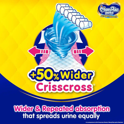 MamyPoko Pants All Night Absorb Baby Diapers, Large (L), 14 Pants 9-14 kg