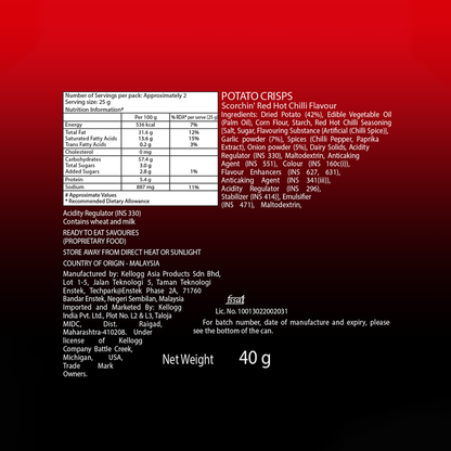 Pringles Scorchin’ Red Hot Chilli Potato Chips - 40g