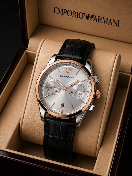 Emporio Armani Men's Quartz Silver rose gold  Dial