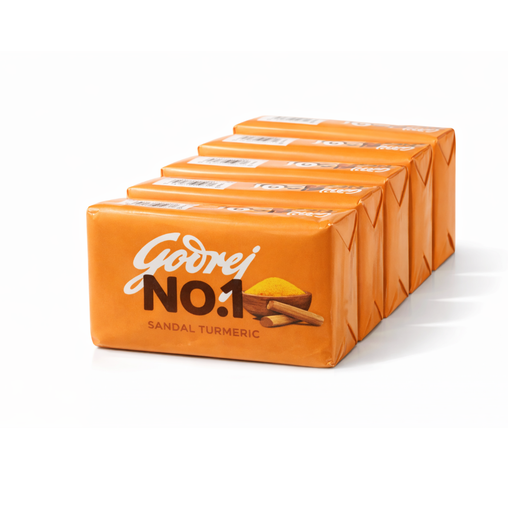 Godrej No.1 Sandal & Turmeric Bath Soap - 100g (4+1 Free)