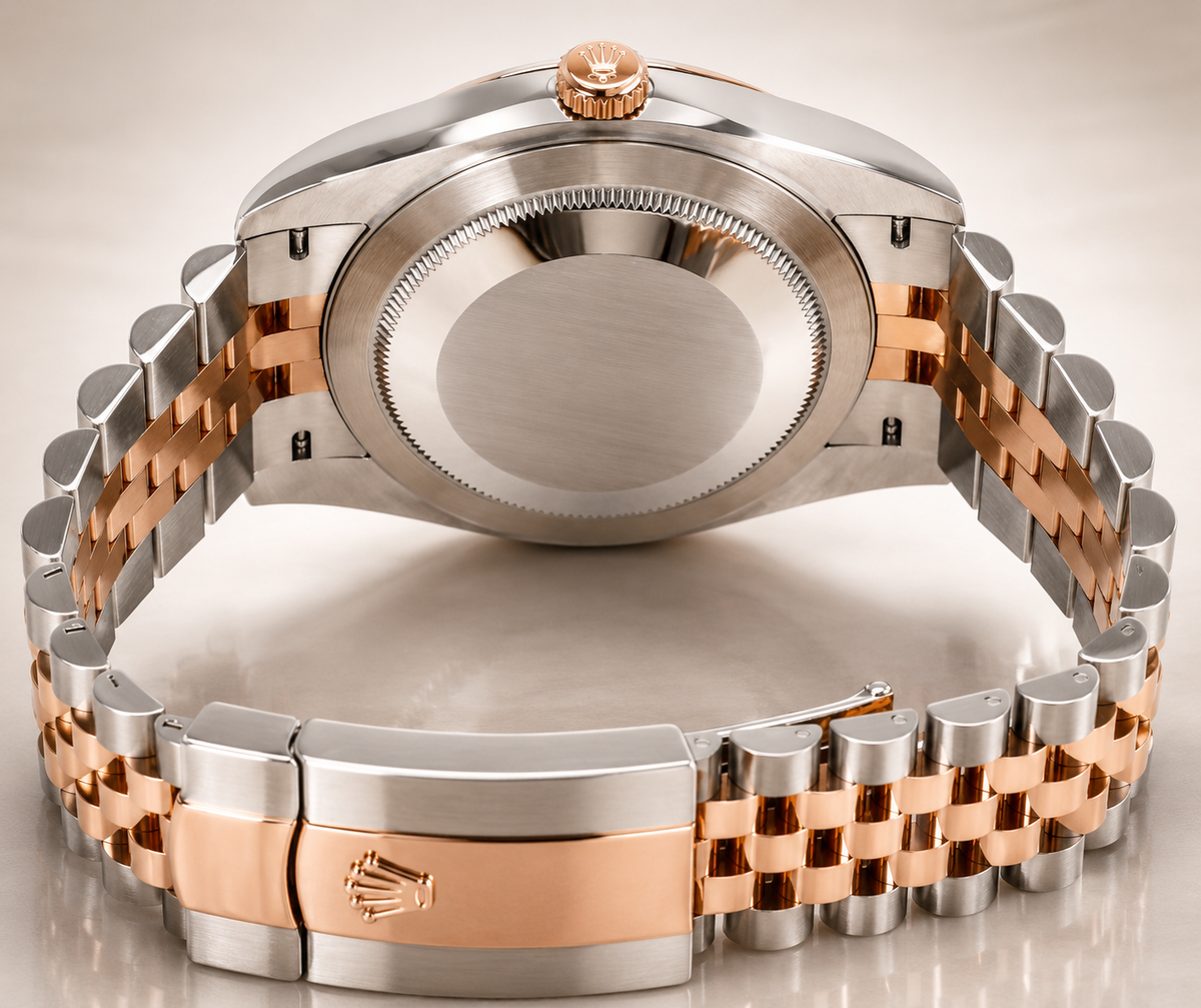 Rolex Datejust 41 Chocolate Diamond Dial Two Tone Rose Gold Fluted Bezel Jubilee Bracelet