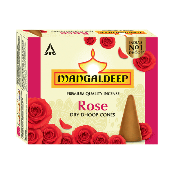 Mangaldeep Rose Dry Dhoop Cones - 25g