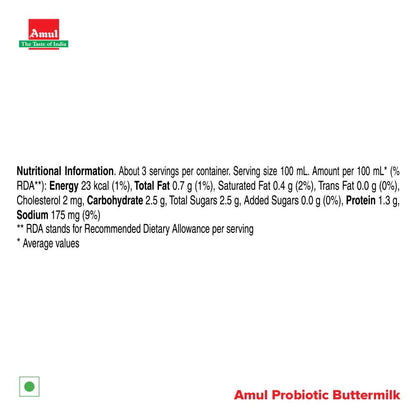 Amul Probiotic मसाला छाछ - 280ml