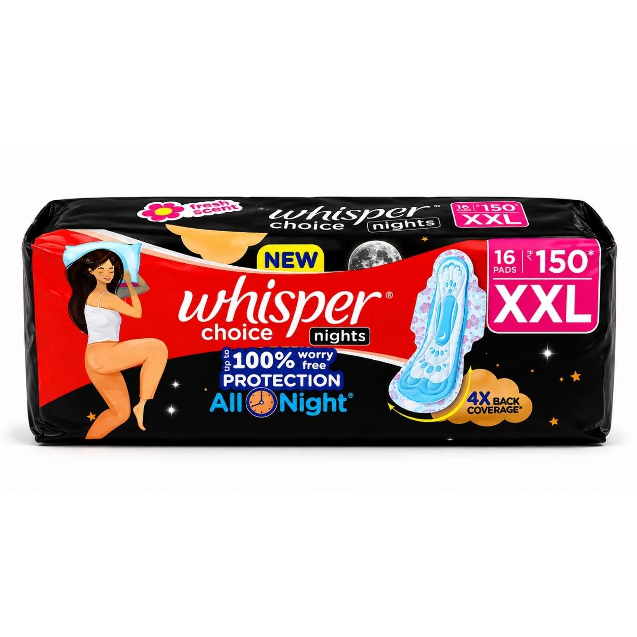 Whisper Choice Night Sanitary Pads  ( Xxl - 16 Pads )