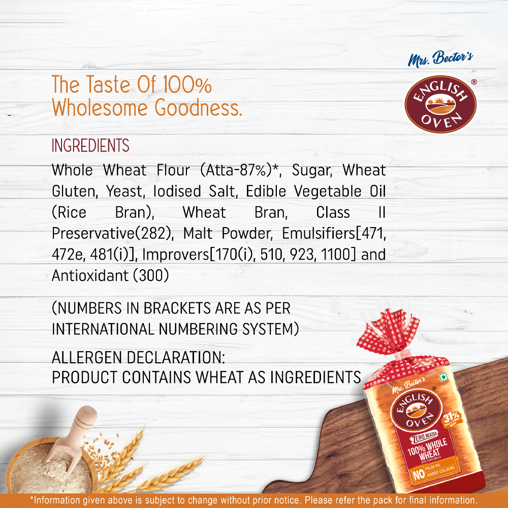 English Oven Zero Maida 100% Whole Wheat Bread - 400g