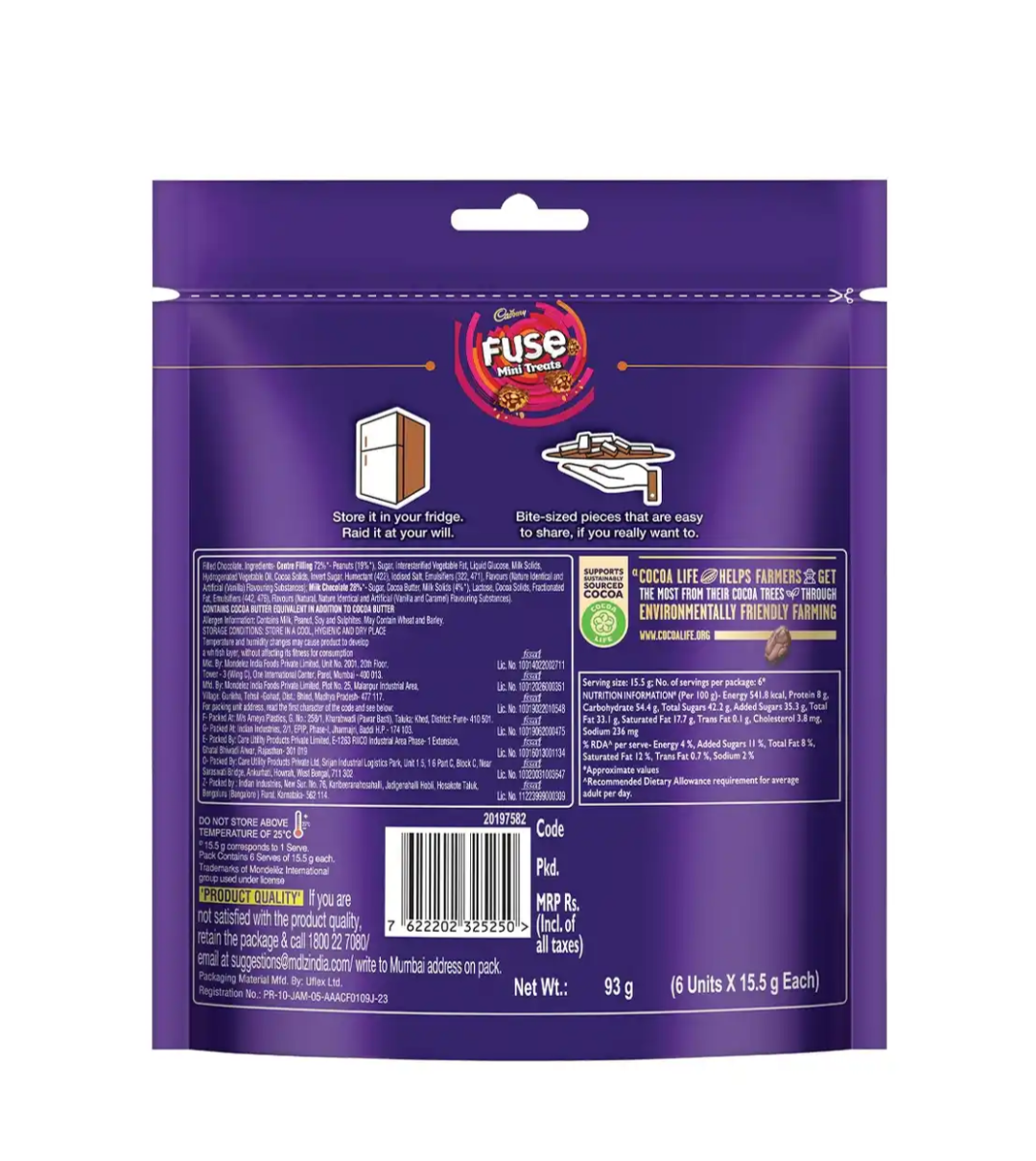Cadbury Fuse Mini Treats Choclate Pack - 93g (6Unit × 15.5g)