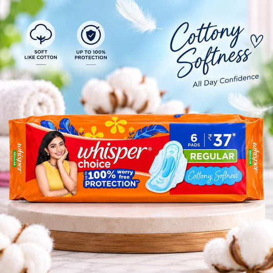 Whisper Choice Night Sanitary Pads  Regular