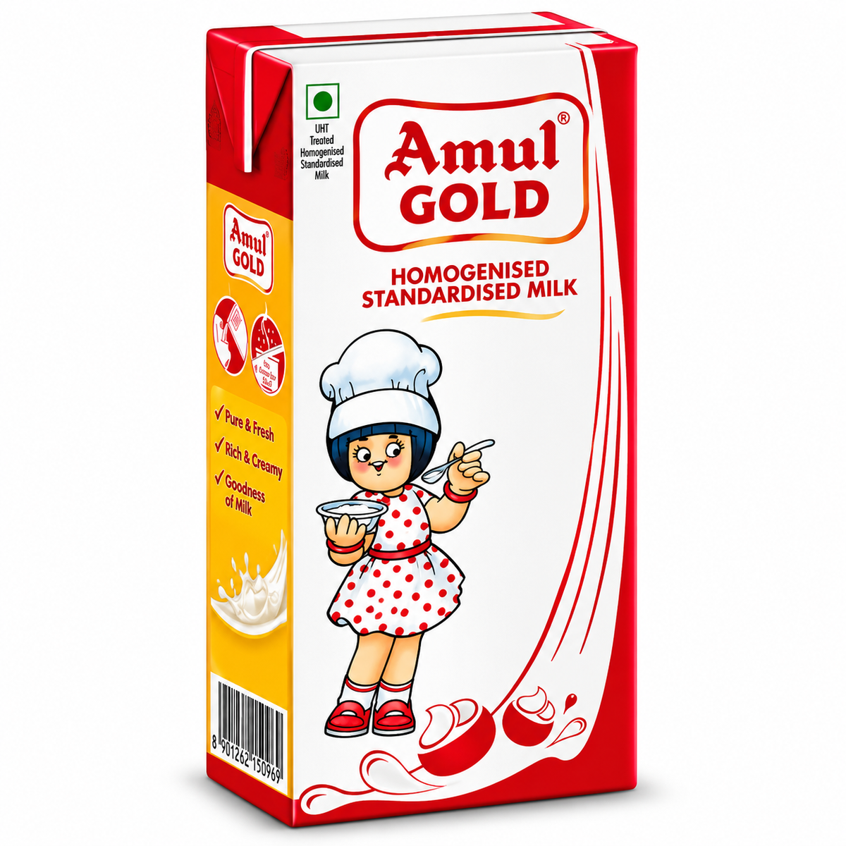 Amul Gold Homogenised Stadrdised Milk - 1 Ltr