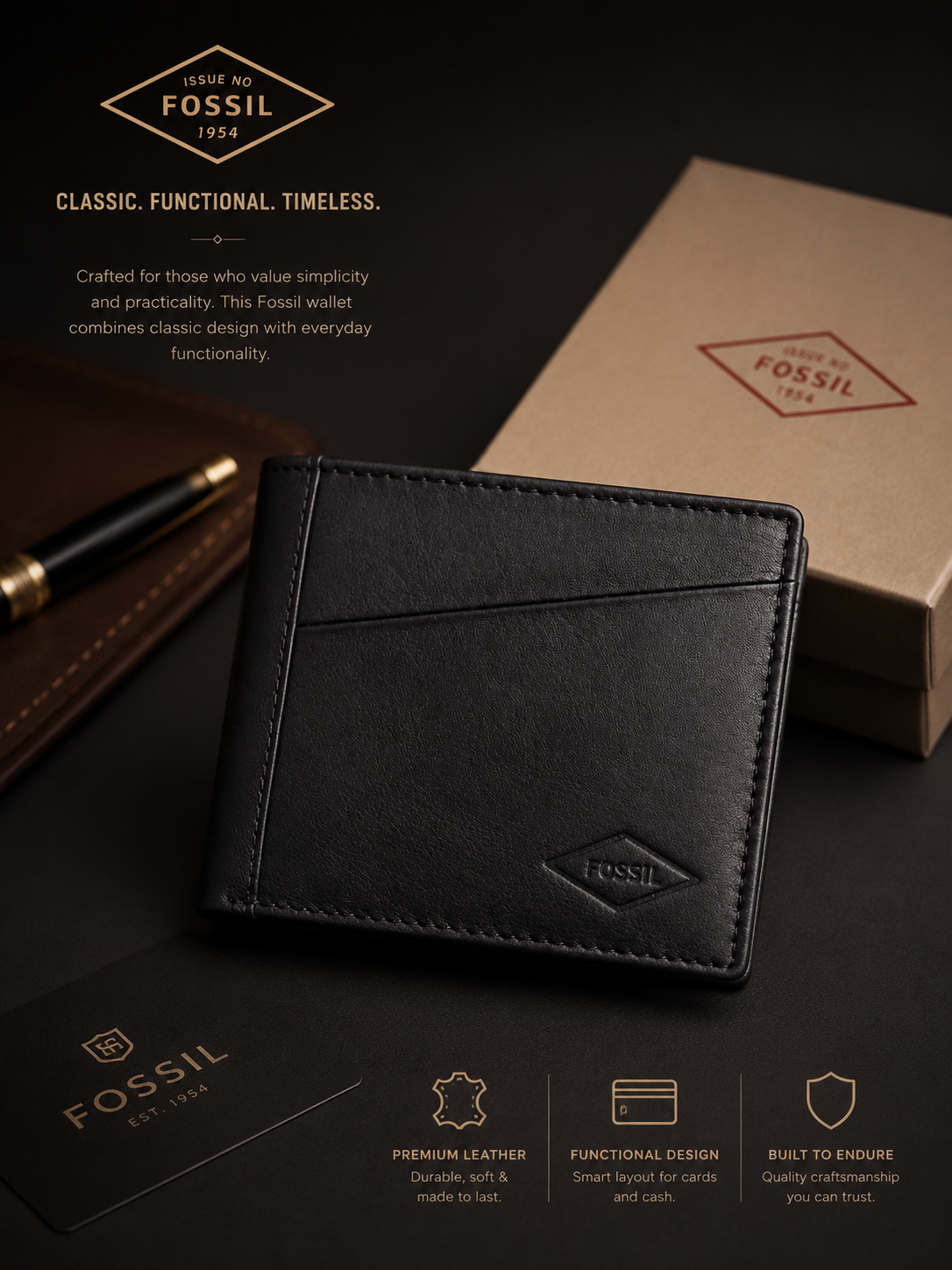 Fossile Black Leather Wallet
