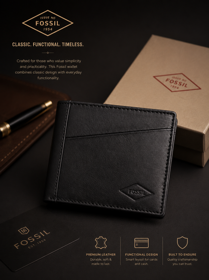 Fossile Black Leather Wallet