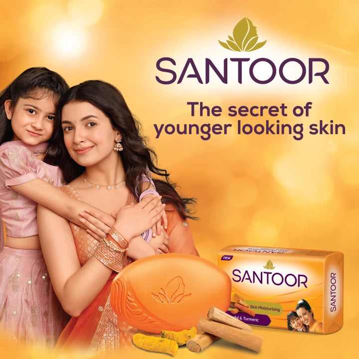 Santoor Sandal & Turmeric Soap - 100g (Pack of 4)